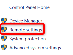 Click the remote settings option