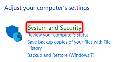 click the system and security category