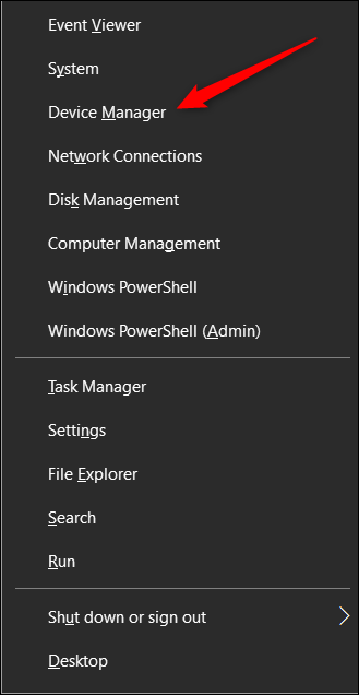 choose device manager from the power users menu