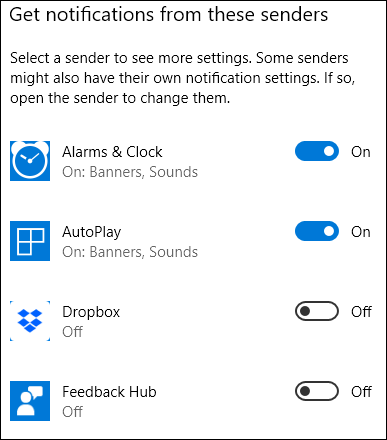 choosing notification options for individual apps