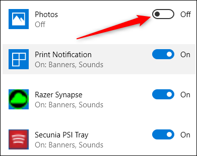 turning notifications on and off for apps