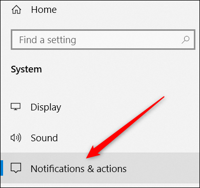 choosing the notifications & actions category