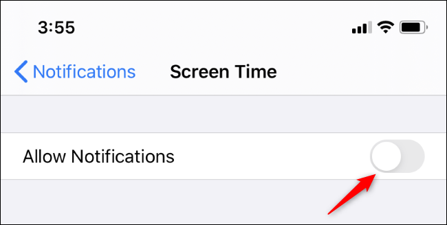 Disabling Screen Time notifications on an iPhone or iPad