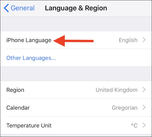 Tap iPhone or iPad language