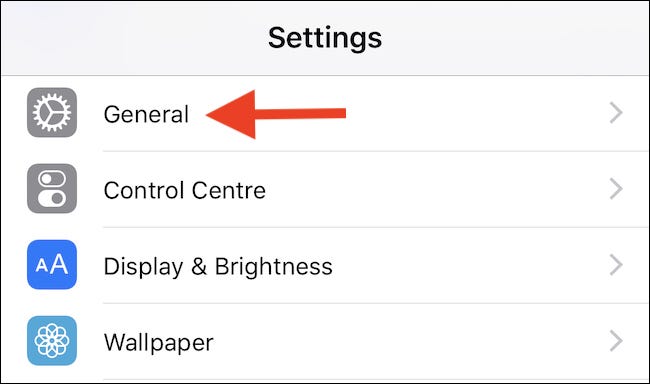 Open Settings and tap General