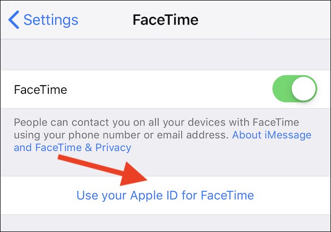 Tap Use Your Apple ID for FaceTime