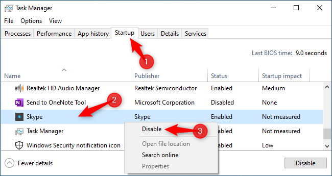 Disabling Skype's autostart option without signing in first.